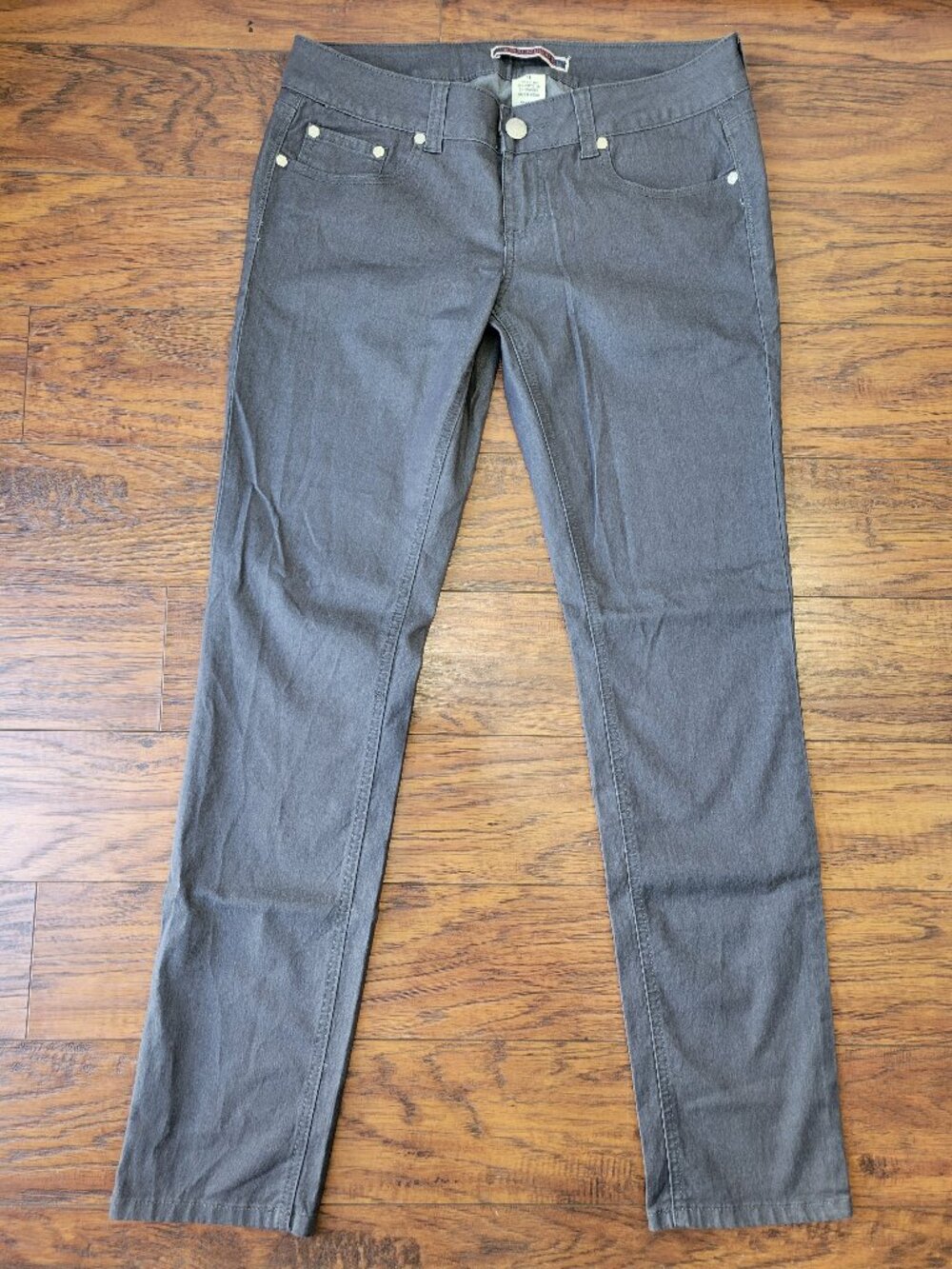 YOUNIQUE Gray Silver Hexagon Accents Slim Straight Pants Denim Jeans sz 11 EUC